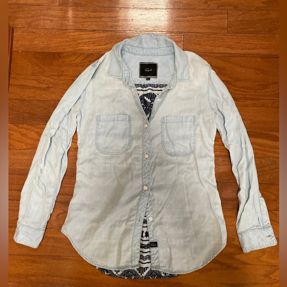 Rails Chambray/Embroidered Long Sleeve Women’s Small